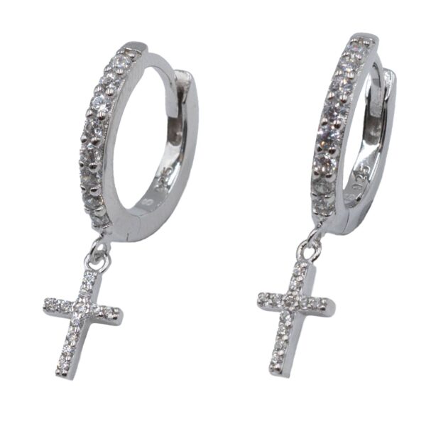 Σκουλαρίκια Αυτιού Ασημένια Επιπλατινωμένα Κρίκοι με Ζιργκόν - EIT89