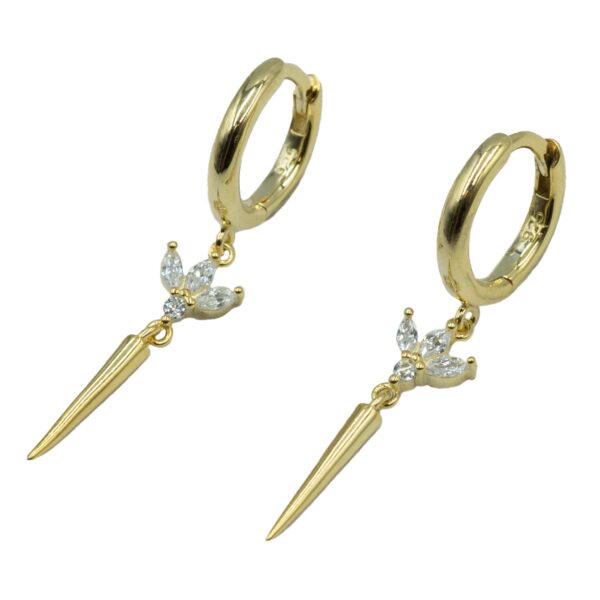 Σκουλαρίκια Αυτιού Ασημένια Επιχρυσωμένα Κρίκοι με Ζιργκόν - EIT28