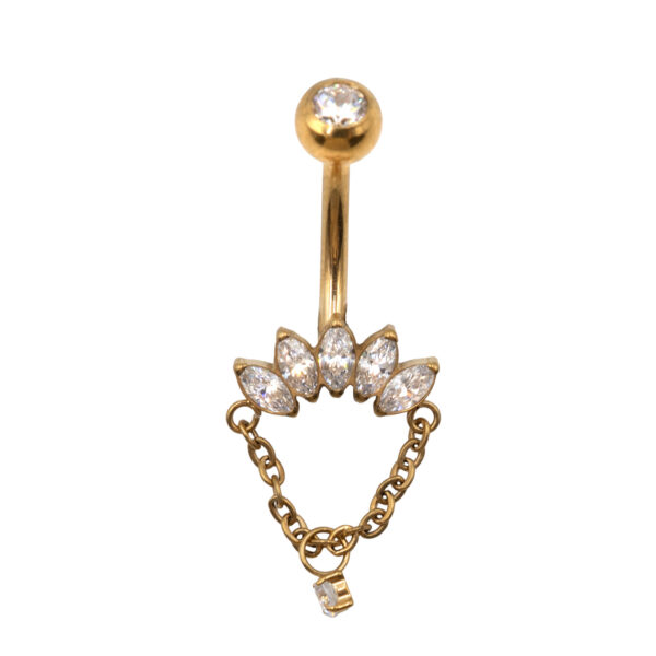 Σκουλαρίκι Αφαλού από Τιτάνιο Επιχρυσωμένο και Σχέδιο με Ζιργκόν - TB-1610Y