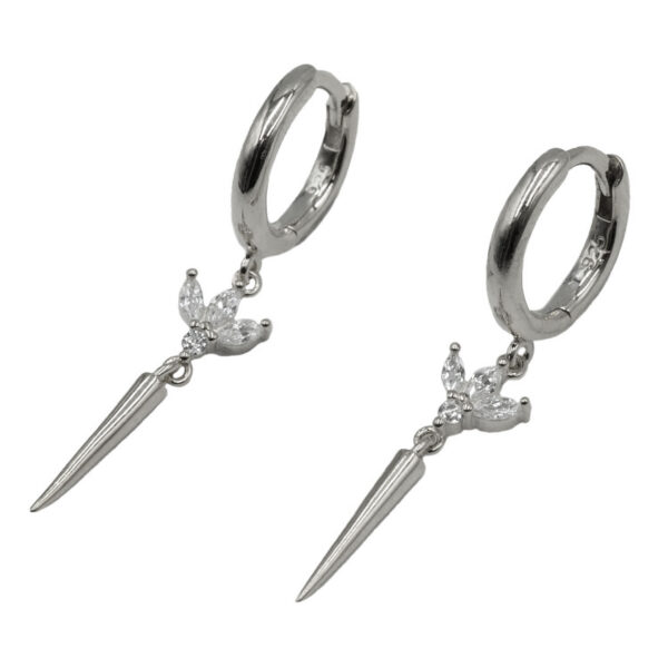 Σκουλαρίκια Αυτιού Ασημένια Επιπλατινωμένα Κρίκοι με Ζιργκόν -EIT35