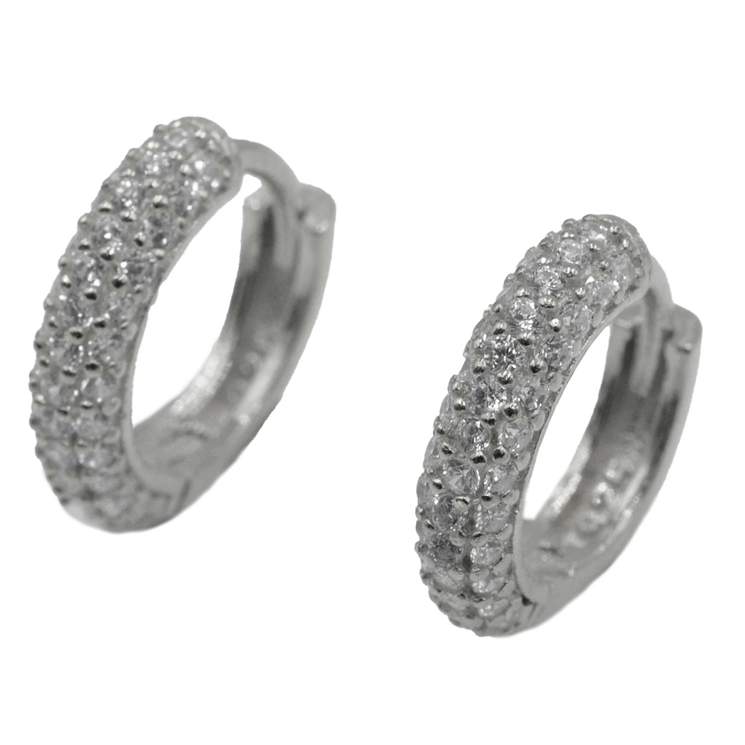 Σκουλαρίκια Αυτιού Ασημένια Επιπλατινωμένα Κρίκοι με Ζιργκόν - EIT44