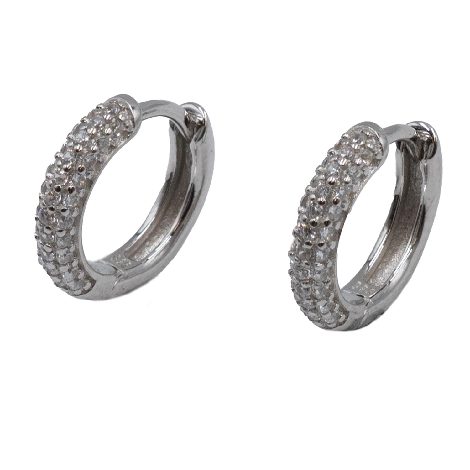 Σκουλαρίκια Αυτιού Ασημένια Επιπλατινωμένα Κρίκοι με Ζιργκόν - EIT59