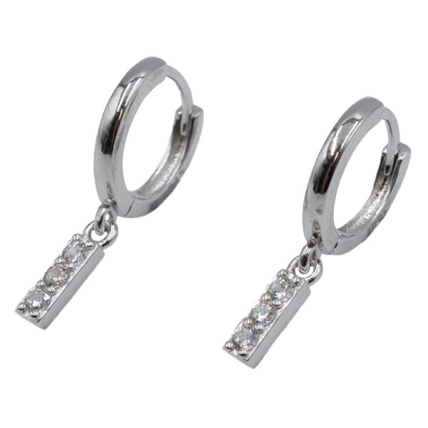 Σκουλαρίκια Αυτιού Ασημένια Επιπλατινωμένα Κρίκοι με Ζιργκόν - EIT58
