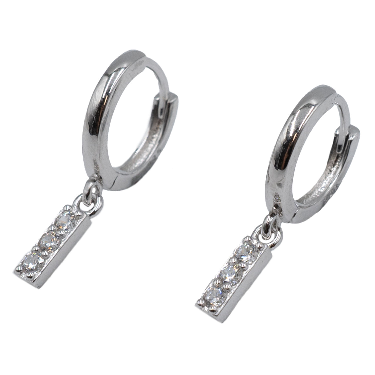 Σκουλαρίκια Αυτιού Ασημένια Επιπλατινωμένα Κρίκοι με Ζιργκόν - EIT58