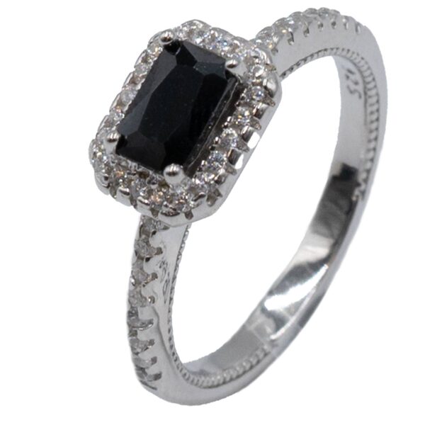 Δαχτυλίδι Μονόπετρο Ασημένιο Επιπλατινωμένο με Ζιργκόν - TR40