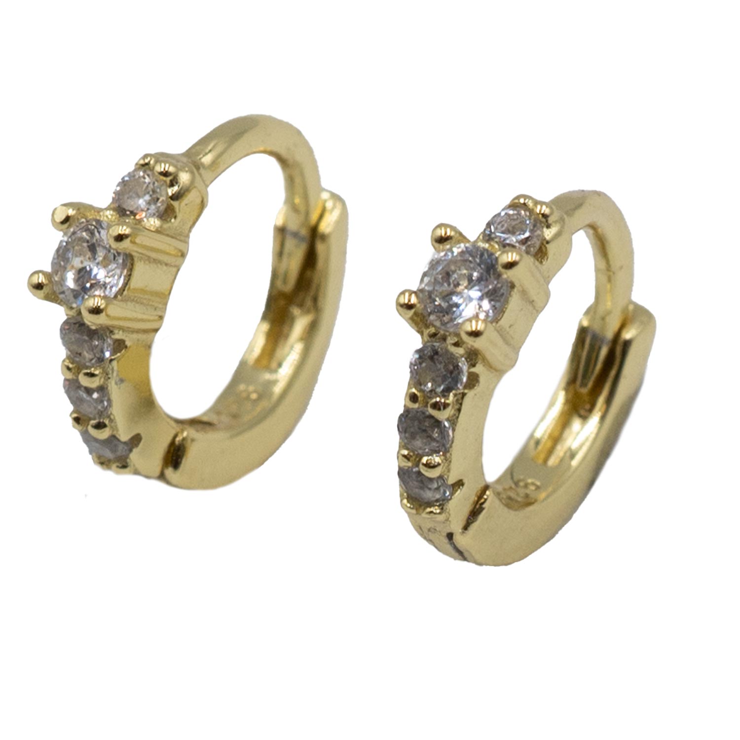 Σκουλαρίκια Αυτιού Ασημένια Επιχρυσωμένα Κρίκοι με Ζιργκόν - EIT62