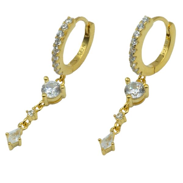 Σκουλαρίκια Αυτιού Ασημένια Επιχρυσωμένα Κρίκοι με Ζιργκόν - EIT55