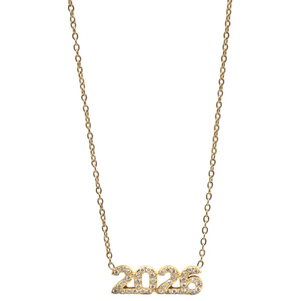  Κολιέ Γούρι 2026 Χριστουγεννιάτικο από Ανοξείδωτο Ατσάλι Επιχρυσωμένο- G202753