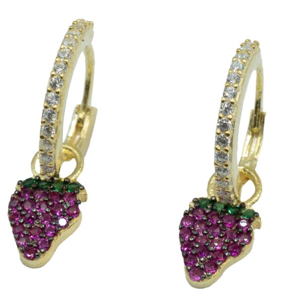 Σκουλαρίκια Αυτιού Ασημένια Επιχρυσωμένα Κρίκοι με Ζιργκόν - EIT25