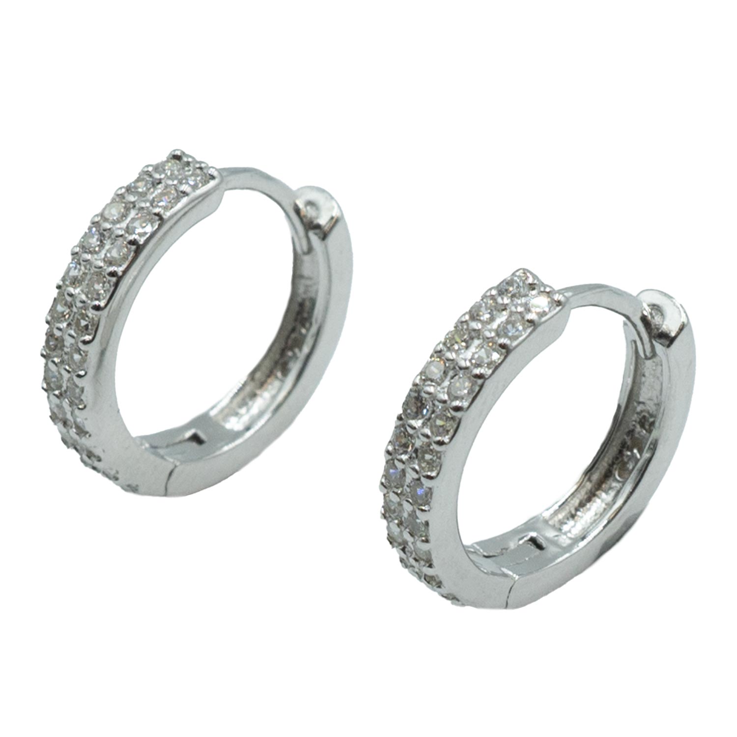 Σκουλαρίκια Αυτιού Ασημένια Επιπλατινωμένα Κρίκοι με Ζιργκόν - EIT45