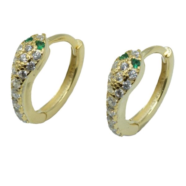 Σκουλαρίκια Αυτιού Ασημένια Επιχρυσωμένα Κρίκοι με Ζιργκόν - EIT53