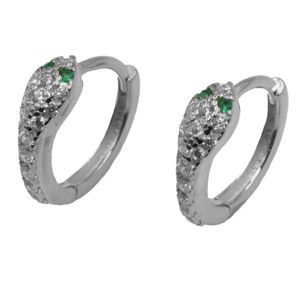 Σκουλαρίκια Αυτιού Ασημένια Επιπλατινωμένα Κρίκοι με Ζιργκόν - EIT50