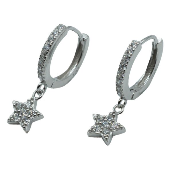 Σκουλαρίκια Αυτιού Ασημένια Επιπλατινωμένα Κρίκοι με Ζιργκόν - EIT49