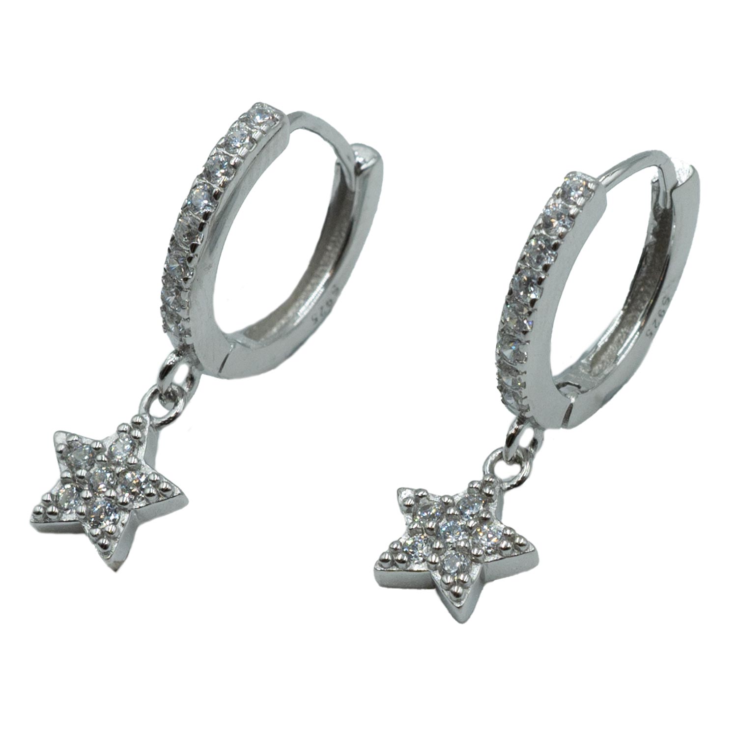 Σκουλαρίκια Αυτιού Ασημένια Επιπλατινωμένα Κρίκοι με Ζιργκόν - EIT49