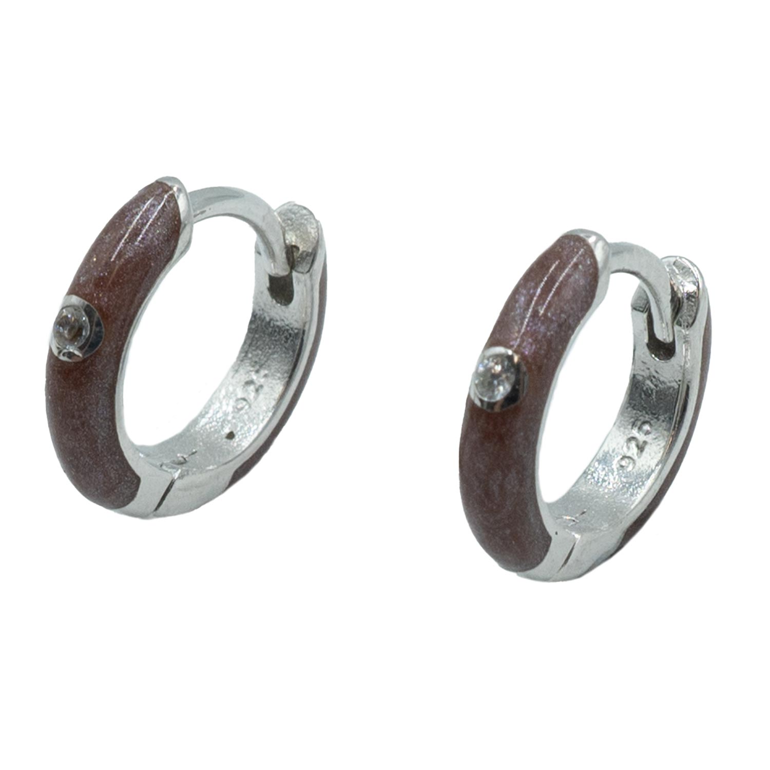 Σκουλαρίκια Αυτιού Ασημένια Επιπλατινωμένα Κρίκοι με Σμάλτο - EIT79