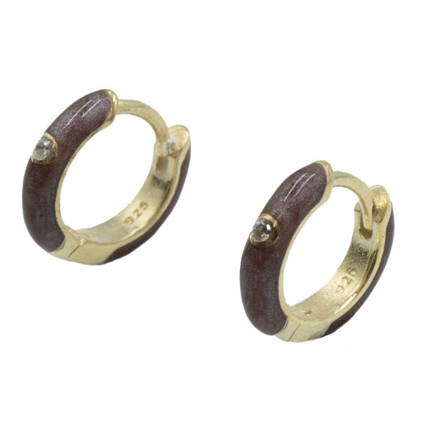 Σκουλαρίκια Αυτιού Ασημένια Επιχρυσωμένα Κρίκοι με Σμάλτο - EIT78