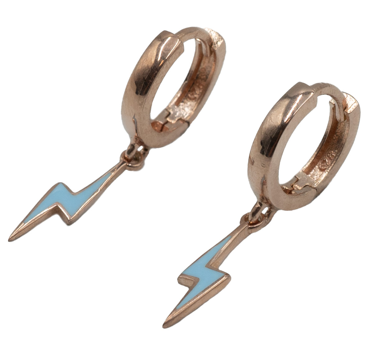 Σκουλαρίκια Αυτιού Ασημένια Κρίκοι με Επιχρύσωμα και Σμάλτο - EIT86