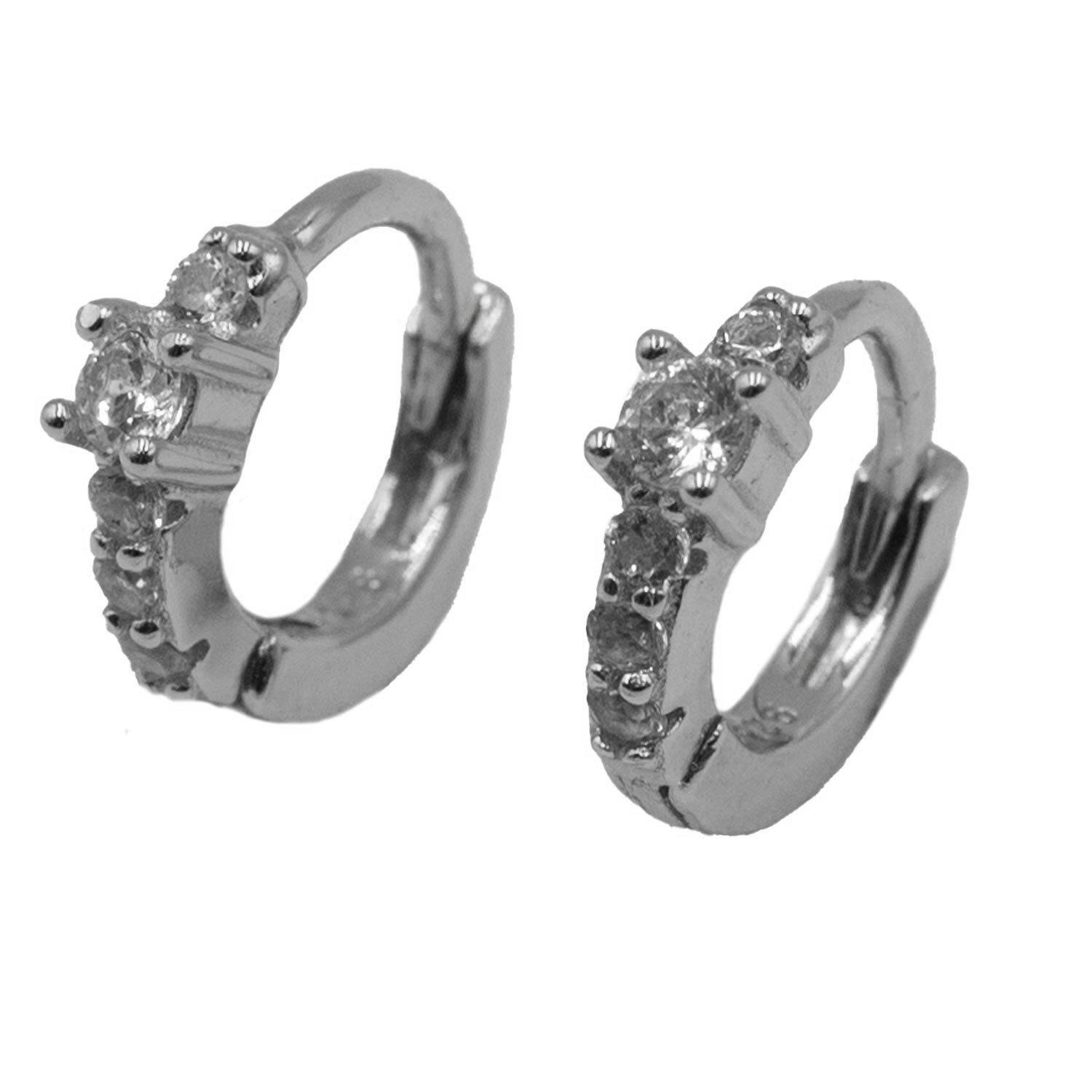 Σκουλαρίκια Αυτιού Ασημένια Επιπλατινωμένα Κρίκοι με Ζιργκόν - EIT61