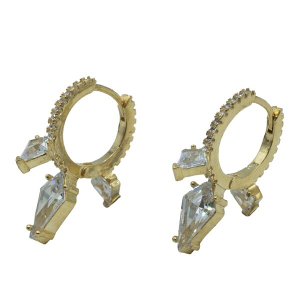 Σκουλαρίκια Αυτιού Ασημένια Επιχρυσωμένα Κρίκοι με Ζιργκόν - EIT56