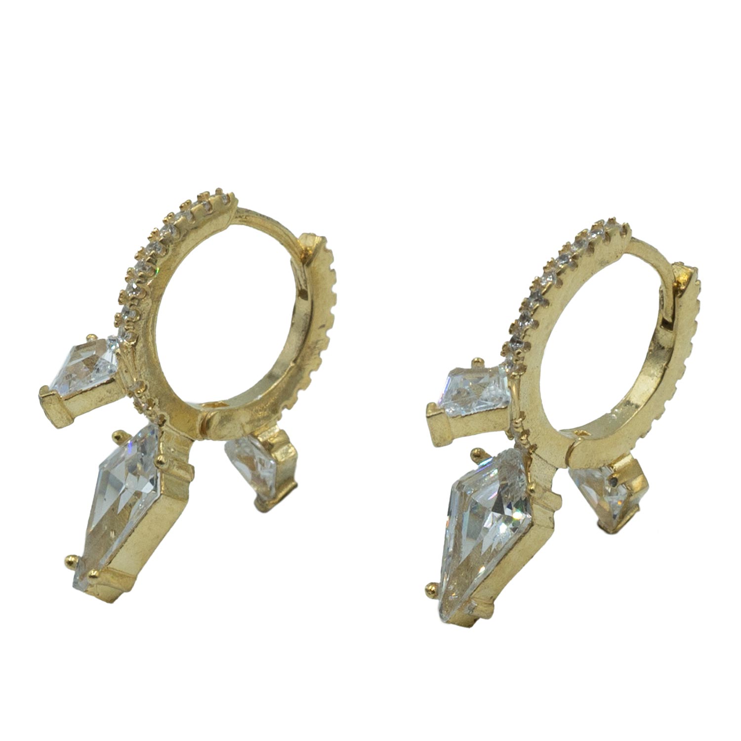 Σκουλαρίκια Αυτιού Ασημένια Επιχρυσωμένα Κρίκοι με Ζιργκόν - EIT56