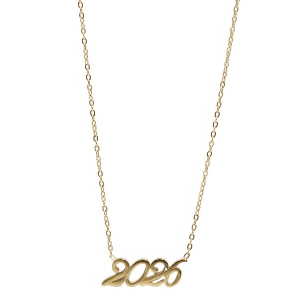  Κολιέ Γούρι 2026 Χριστουγεννιάτικο από Ανοξείδωτο Ατσάλι Επιχρυσωμένο- G202752