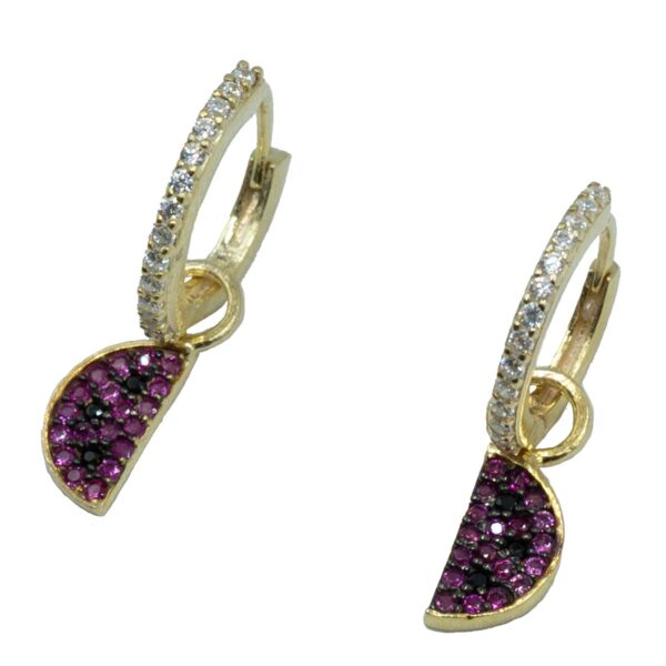 Σκουλαρίκια Αυτιού Ασημένια Επιχρυσωμένα Κρίκοι με Ζιργκόν - EIT26