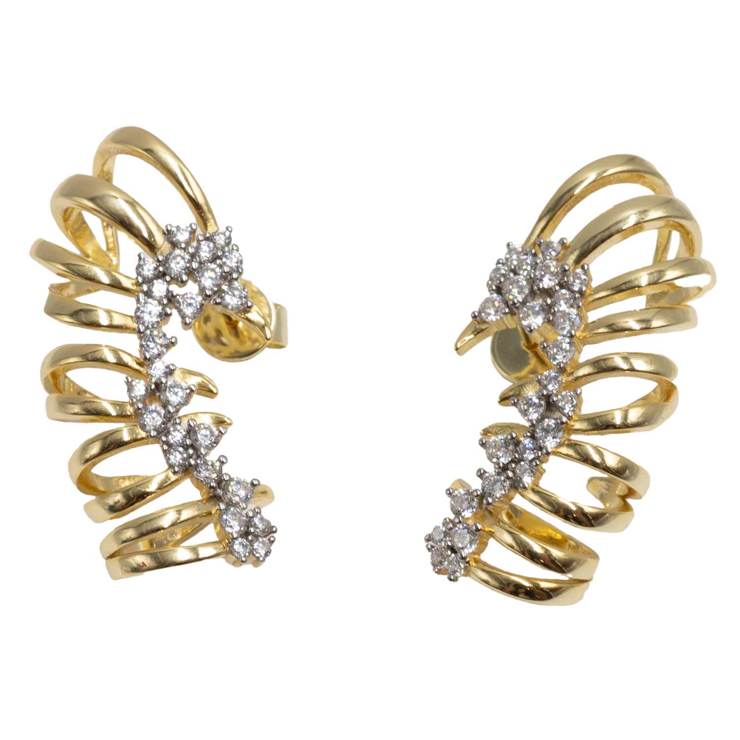 Σκουλαρίκια Αυτιού Ασημένια Επιχρυσωμένα με Ζιργκόν - ΕΙΤ19