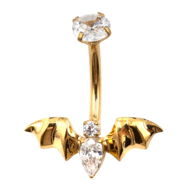 Σκουλαρίκι Αφαλού από Τιτάνιο Επιχρυσωμένο και Σχέδιο με Ζιργκόν - TB-1759Y