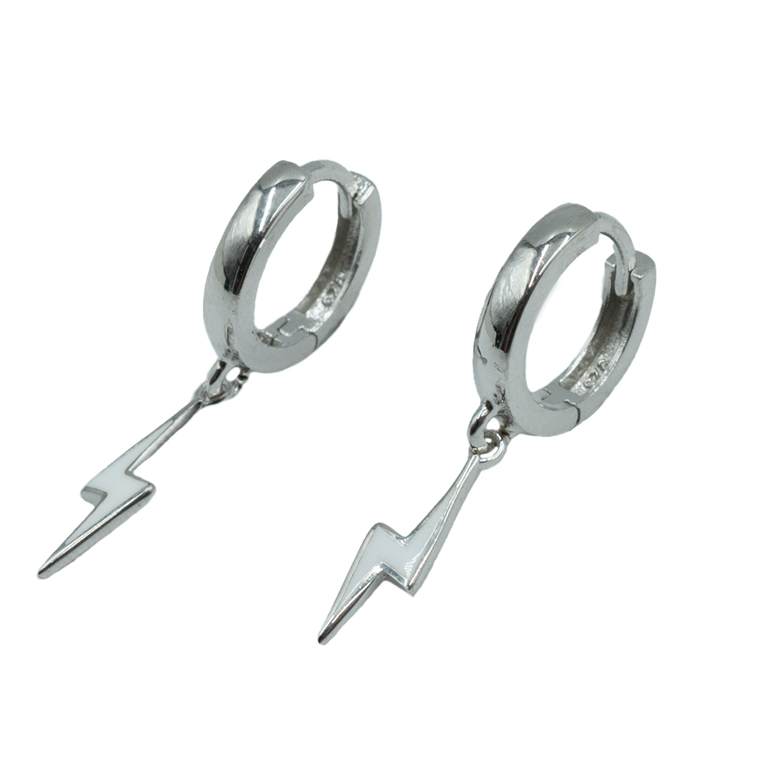 Σκουλαρίκια Αυτιού Ασημένια Επιπλατινωμένα Κρίκοι με Σμάλτο - EIT82