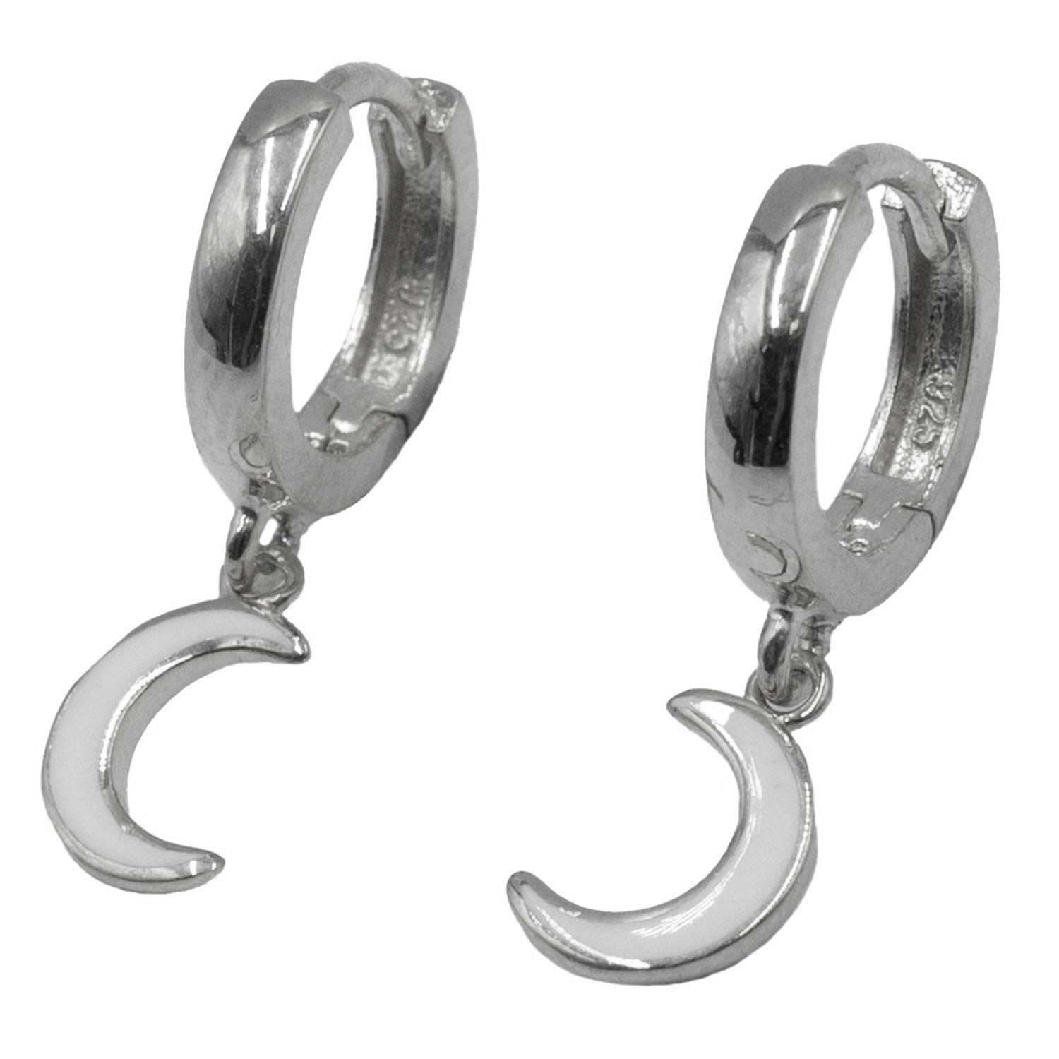 Σκουλαρίκια Αυτιού Ασημένια Επιπλατινωμένα Κρίκοι με Σμάλτο - EIT83