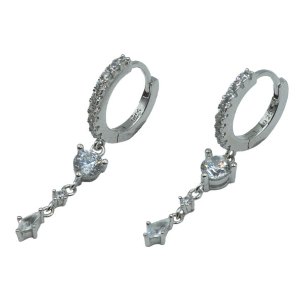 Σκουλαρίκια Αυτιού Ασημένια Επιπλατινωμένα Κρίκοι με Ζιργκόν - EIT51