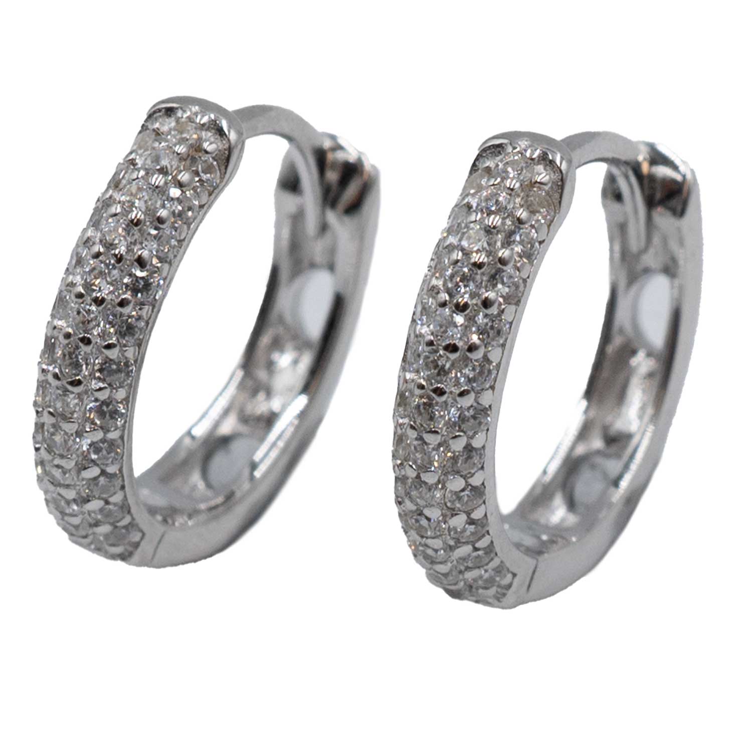 Σκουλαρίκια Αυτιού Ασημένια Επιπλατινωμένα Κρίκοι με Ζιργκόν - EIT60