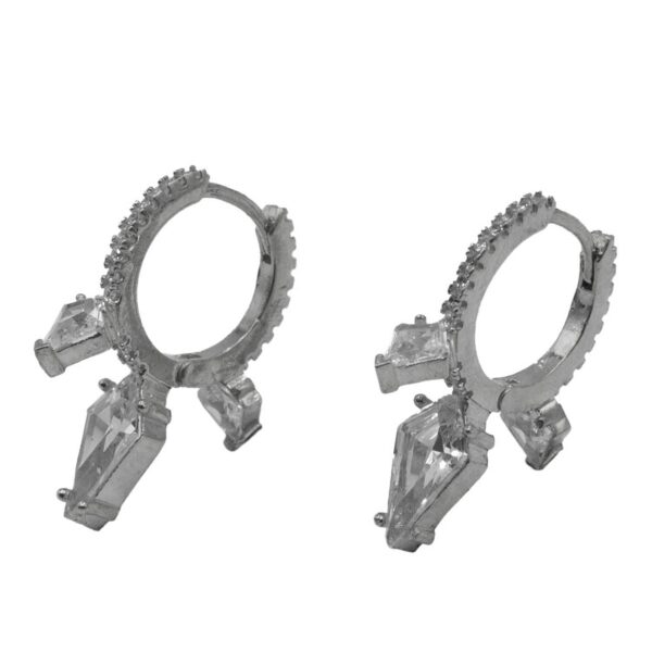 Σκουλαρίκια Αυτιού Ασημένια Επιπλατινωμένα Κρίκοι με Ζιργκόν - EIT57