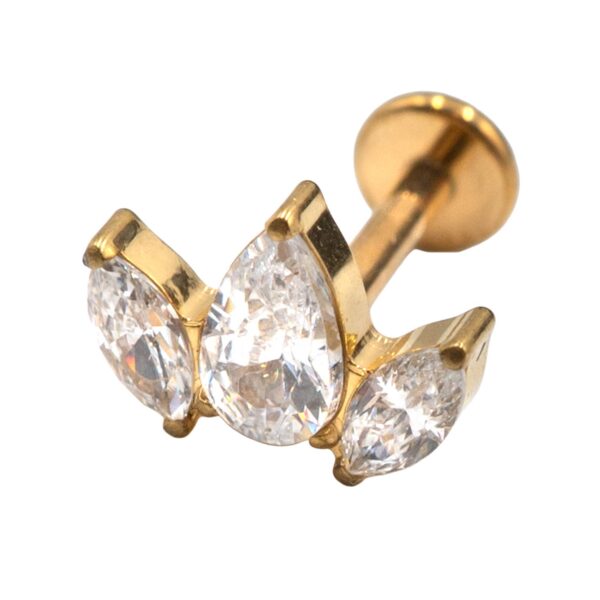 Σκουλαρίκι Αυτιού από Επιχρυσωμένο Τιτάνιο με Ζιργκόν - TB-1452Y