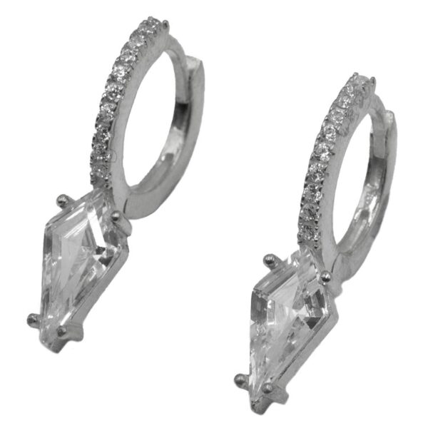 Σκουλαρίκια Αυτιού Ασημένια Επιπλατινωμένα Κρίκοι με Ζιργκόν - EIT40