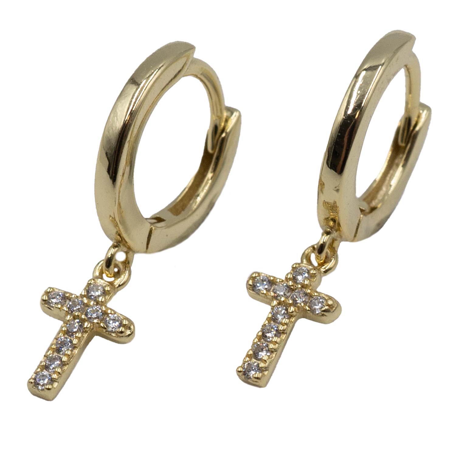 Σκουλαρίκια Αυτιού Ασημένια Επιχρυσωμένα Κρίκοι με Ζιργκόν - EIT63