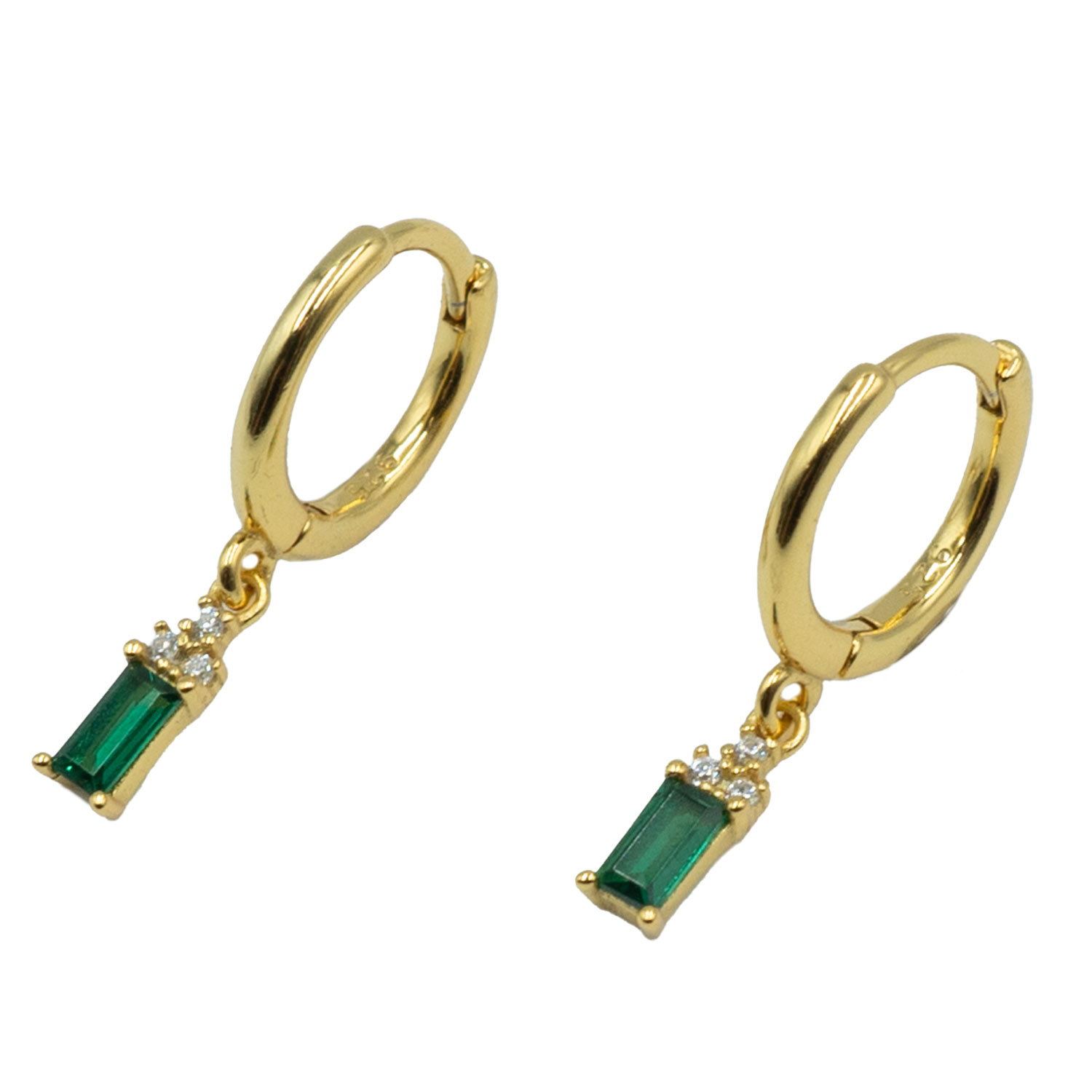 Σκουλαρίκια Αυτιού Ασημένια Επιχρυσωμένα Κρίκοι με Ζιργκόν - EIT68