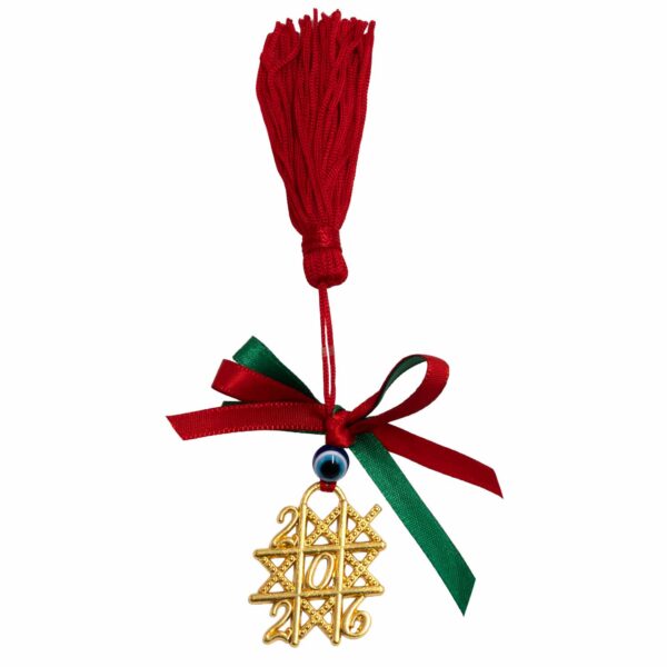 Γούρι Χειροποίητo Μεταλλικό Επιχρυσωμένο με Σχέδιο - G202673