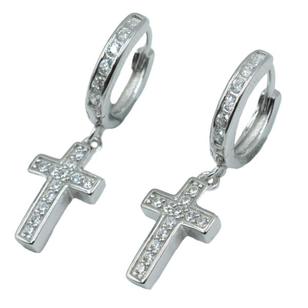 Σκουλαρίκια Αυτιού Ασημένια Επιπλατινωμένα Κρίκοι με Ζιργκόν - EIT46