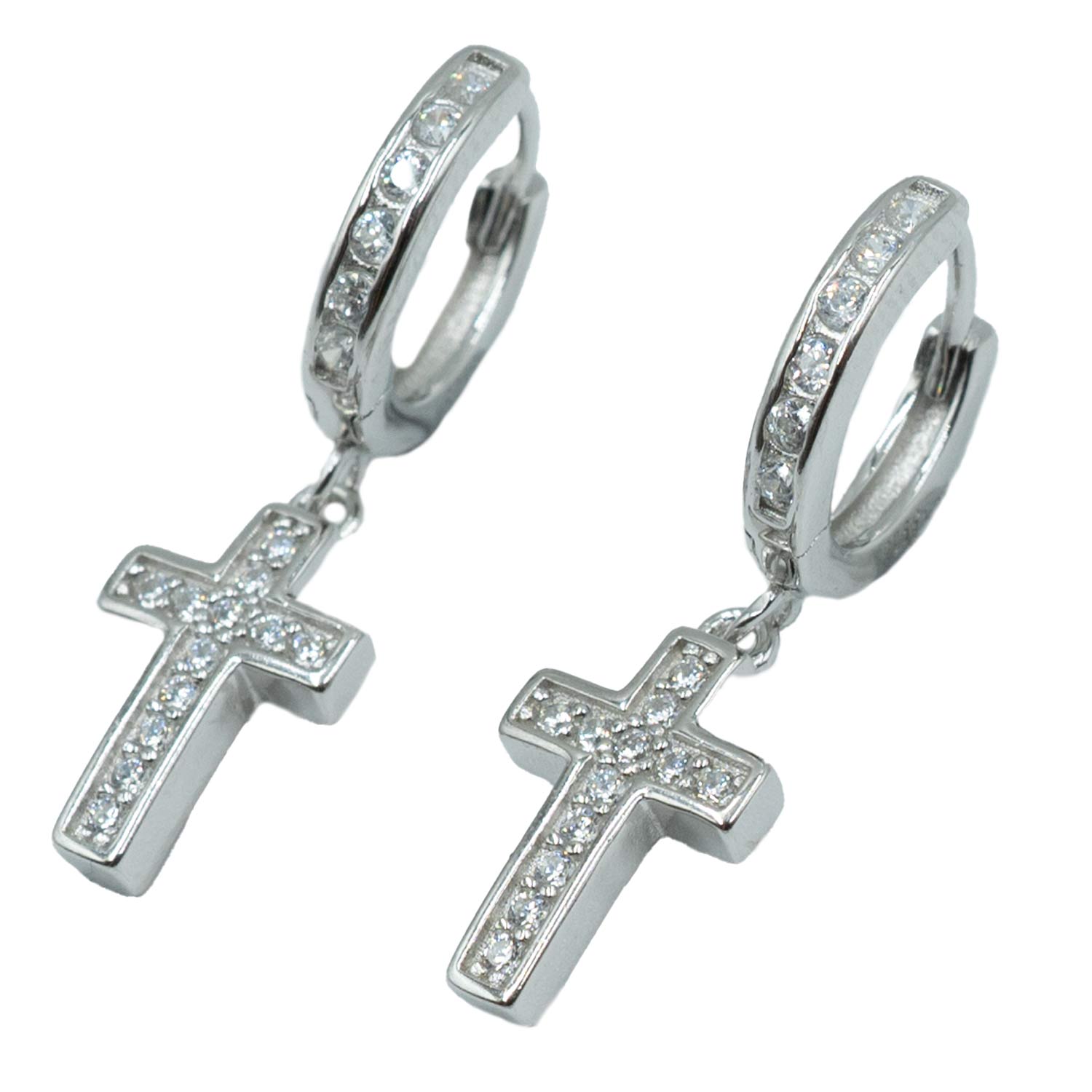 Σκουλαρίκια Αυτιού Ασημένια Επιπλατινωμένα Κρίκοι με Ζιργκόν - EIT46