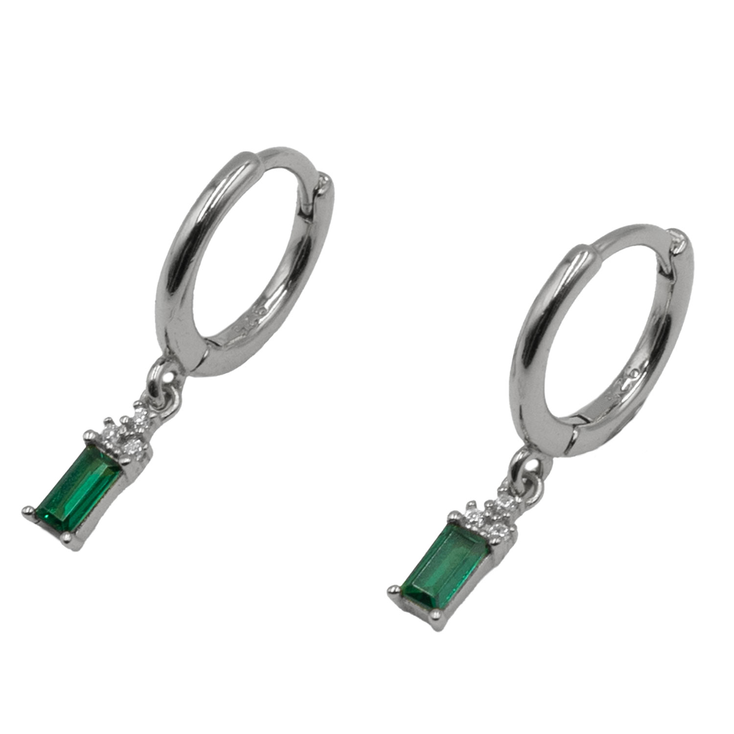 Σκουλαρίκια Αυτιού Ασημένια Επιπλατινωμένα Κρίκοι με Ζιργκόν - EIT67