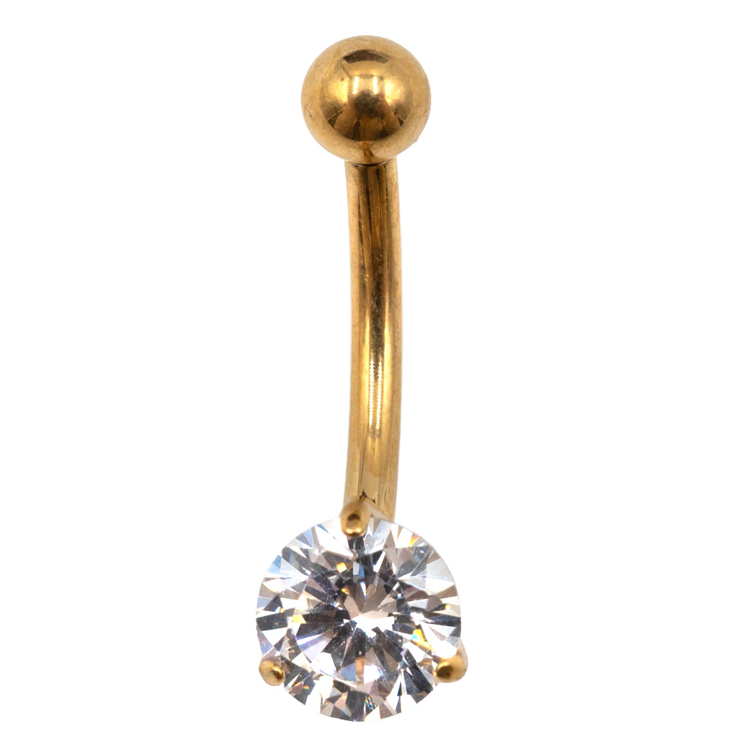 Σκουλαρίκι Αφαλού από Τιτάνιο Επιχρυσωμένο και Σχέδιο με Ζιργκόν - TB-1665Y