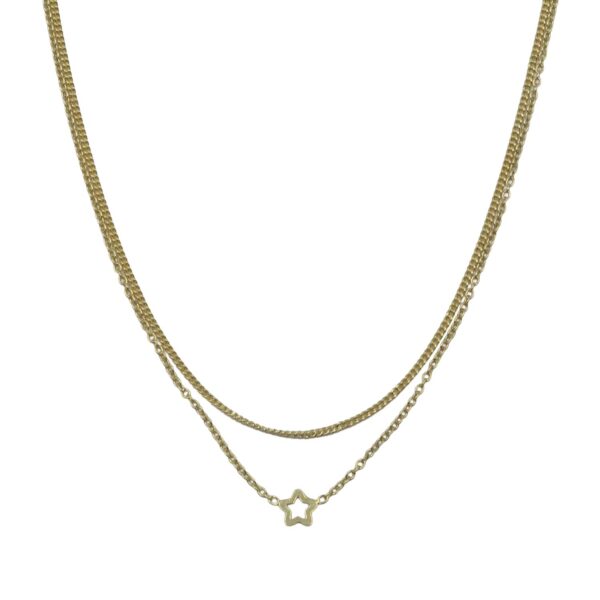 Κολιέ Ασημένιο με Σχέδιο Επιχρυσωμένο- AS28