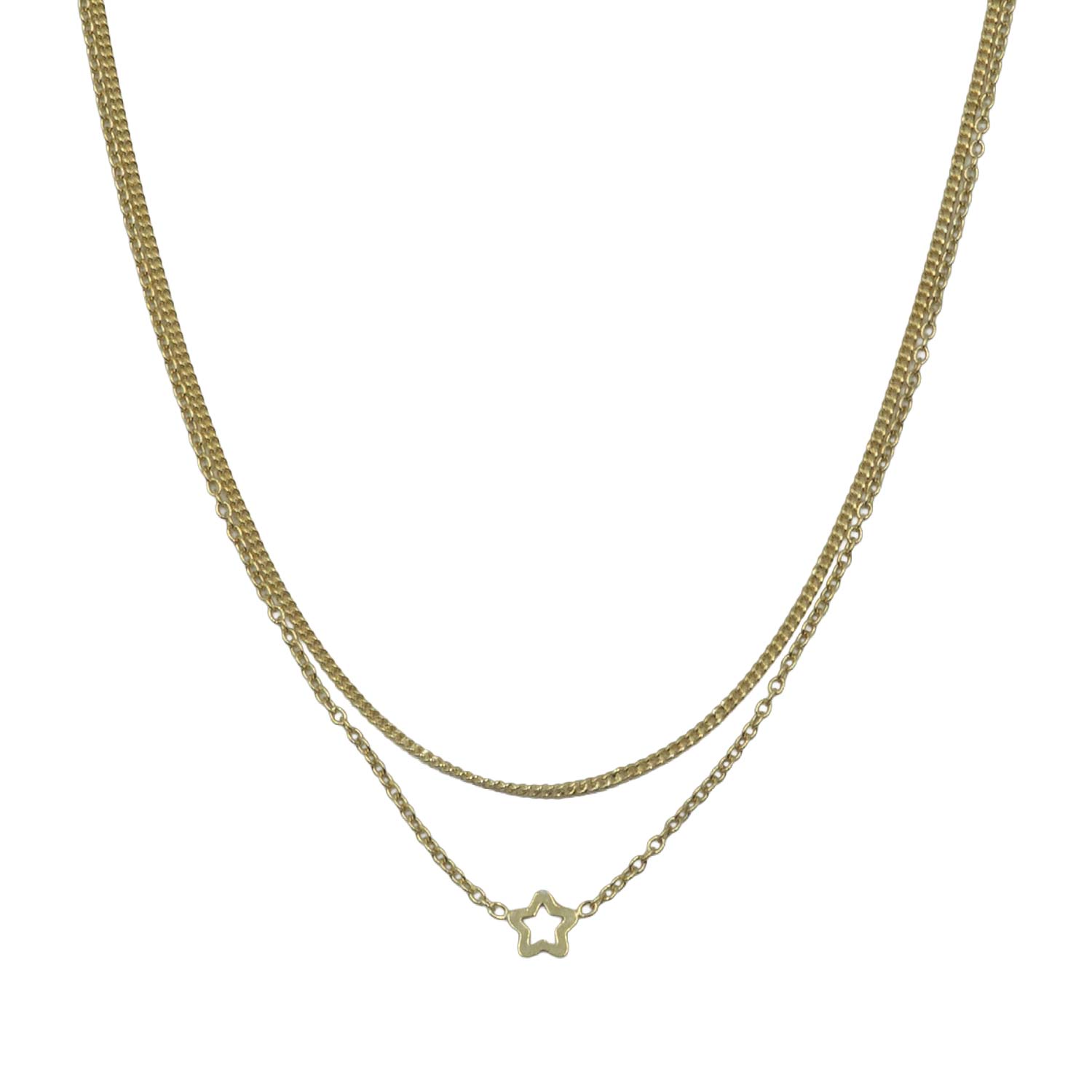 Κολιέ Ασημένιο με Σχέδιο Επιχρυσωμένο- AS28