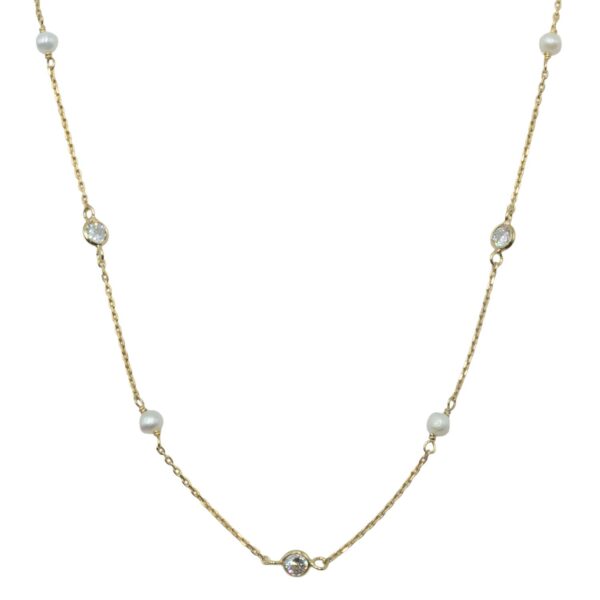 Κολιέ Ασημένιο με Σχέδιο Επιχρυσωμένο- AS30