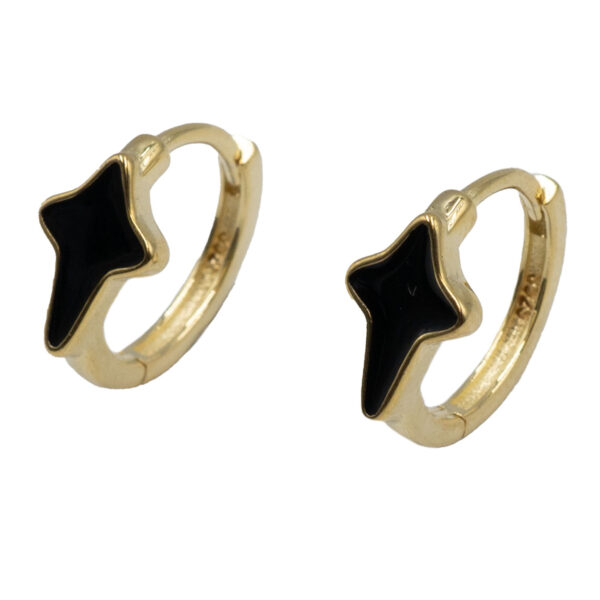 Σκουλαρίκια Αυτιού Ασημένια Επιχρυσωμένα Κρίκοι με Σμάλτο - EIT87