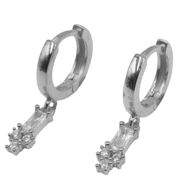 Σκουλαρίκια Αυτιού Ασημένια Επιπλατινωμένα Κρίκοι με Ζιργκόν - EIT41