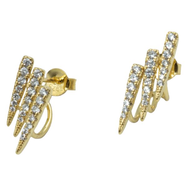 Σκουλαρίκια Αυτιού Ασημένια Επιχρυσωμένα με Ζιργκόν - EIT74