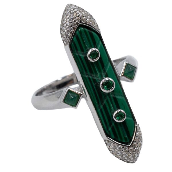 Δαχτυλίδι Ασημένιο Επιπλατινωμένο με Ημιπολύτιμες Πέτρες - TR64