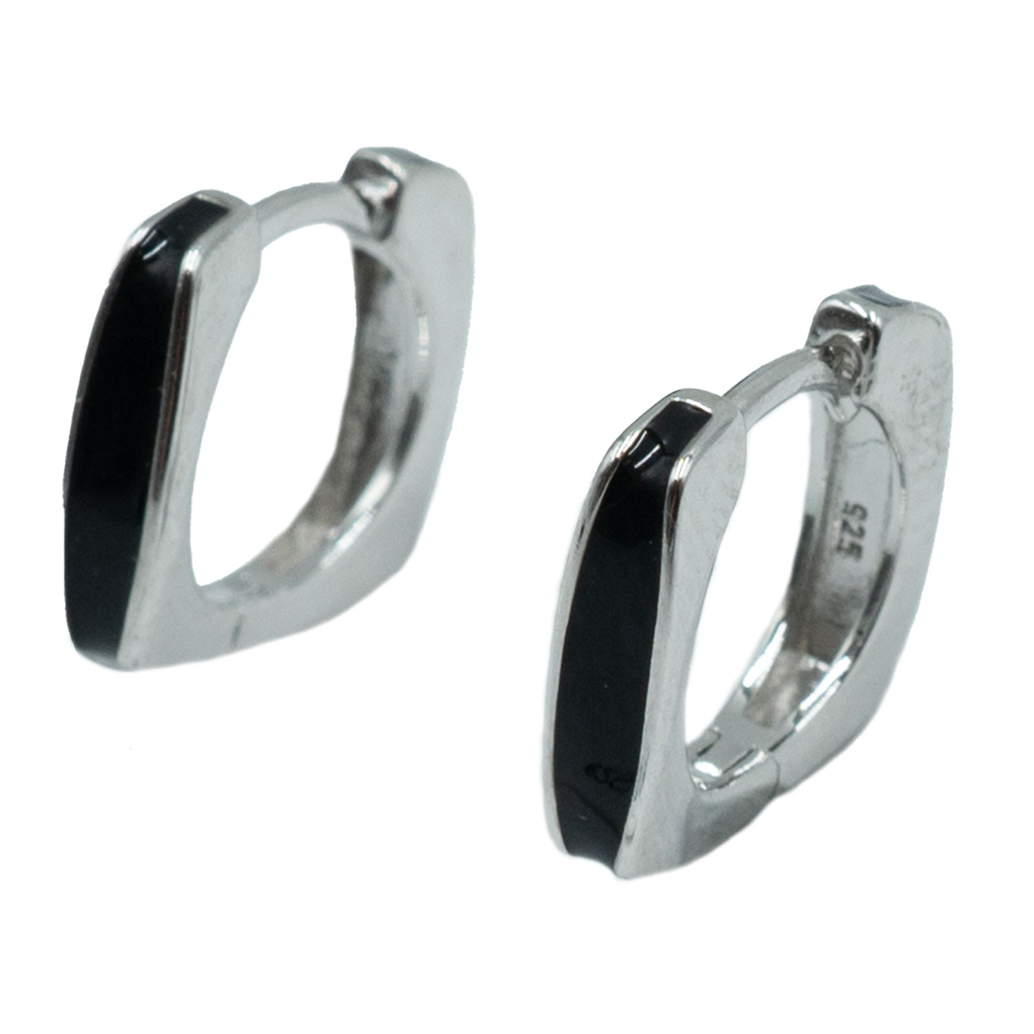 Σκουλαρίκια Αυτιού Ασημένια Επιπλατινωμένα Κρίκοι με Σμάλτο - EIT80